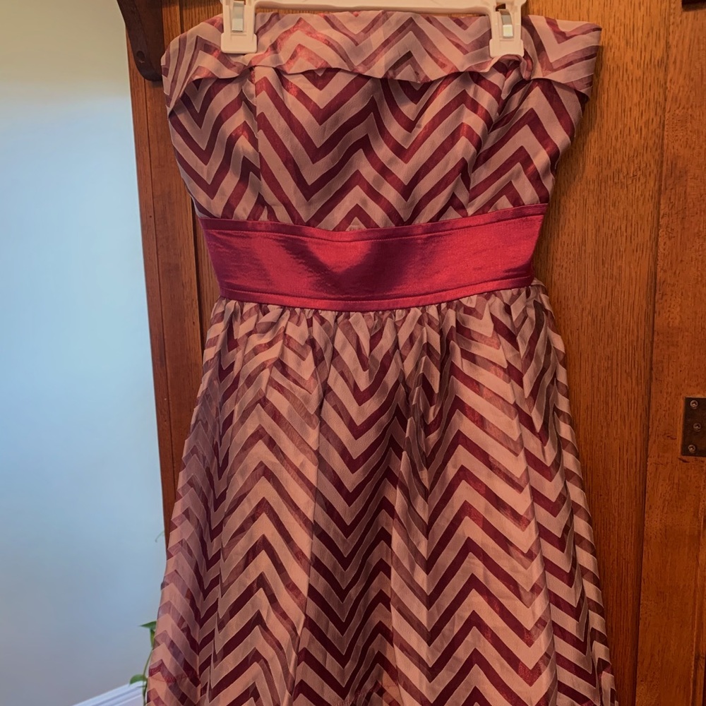 Short, purple chevron homecoming dress